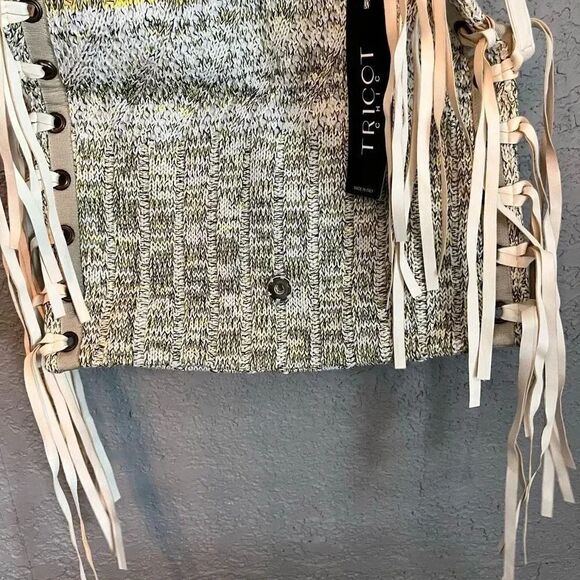 Tricot Chic Nwt Handmade Italy Taglia Jacquard Knit Clutch and Crossbody Fringe - Picture 4 of 7